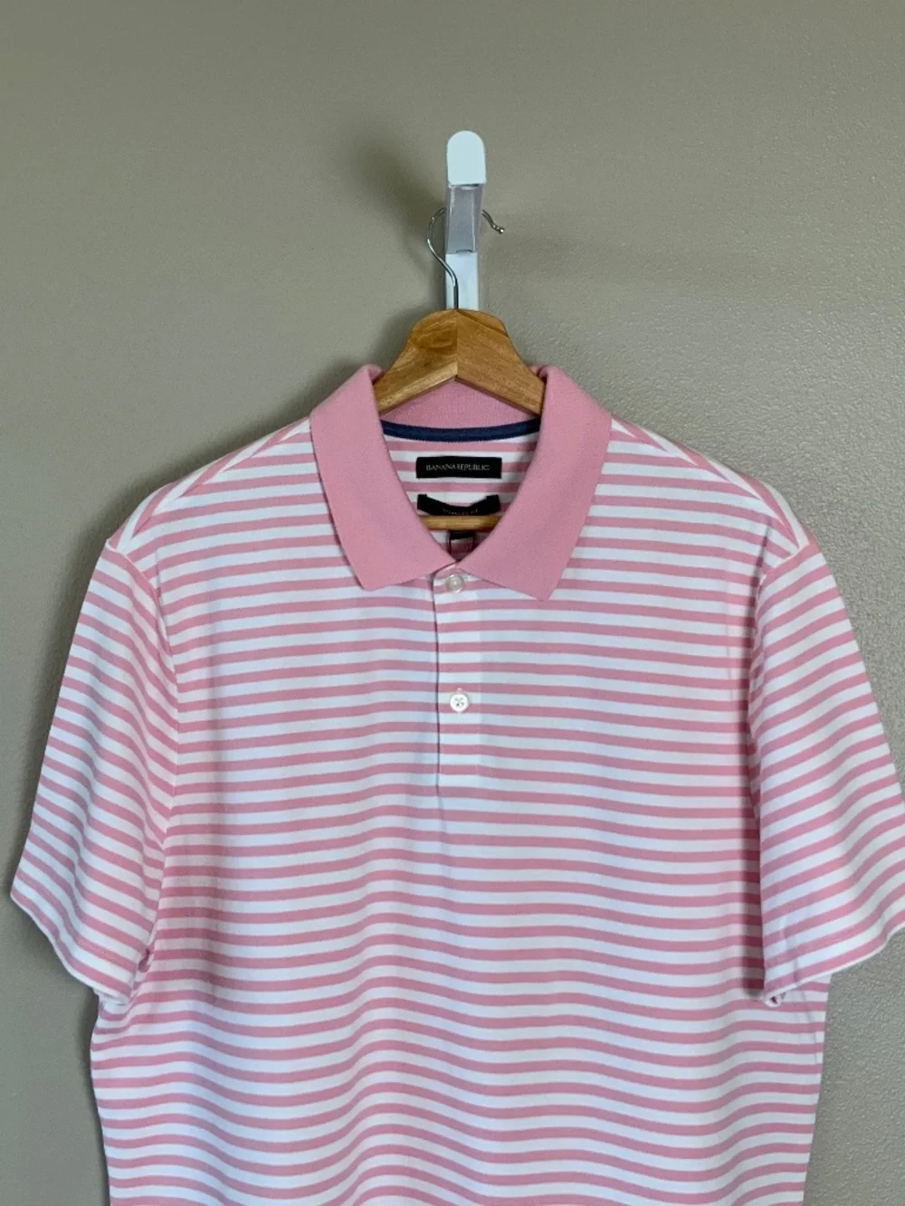 Banana Republic Short Sleeve Striped Standard Fit Pique Polo Shirt